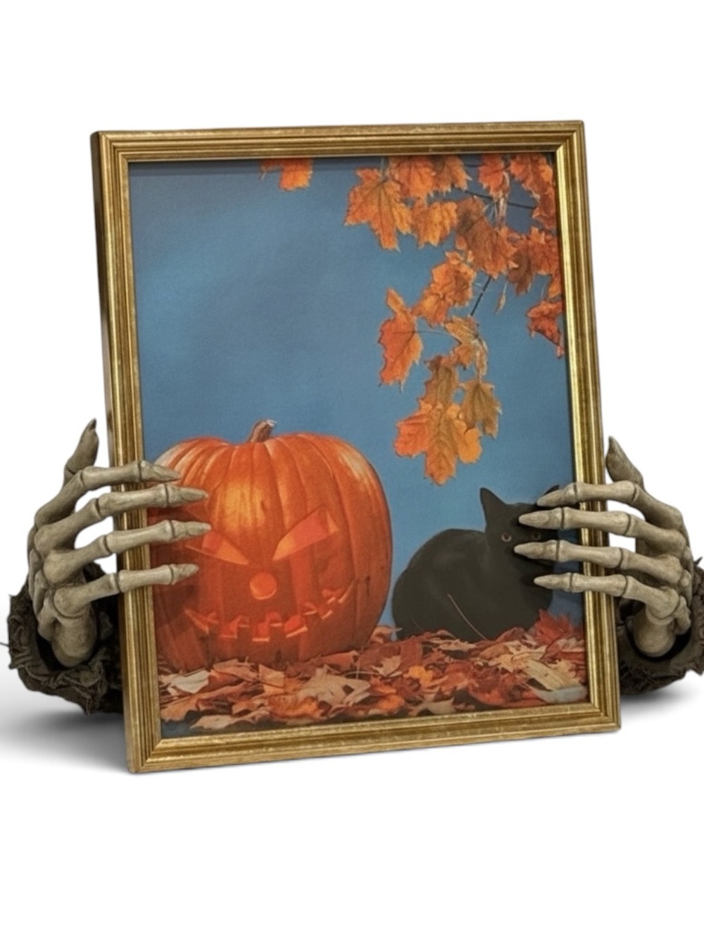 Vintage Gold Framed Autumn Pumpkin & Black Cat - Picture 11 of 11